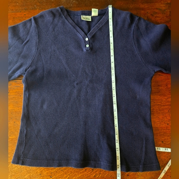 Vintage L.L. Bean Ribbed Long Sleeve Waffle Knit Thermal Women Size Large - Picture 2 of 8